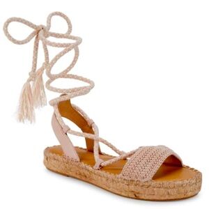 Splendid mimosa Strappy Platform Espadrille Leather Sandal Size 7.5 Blush A4